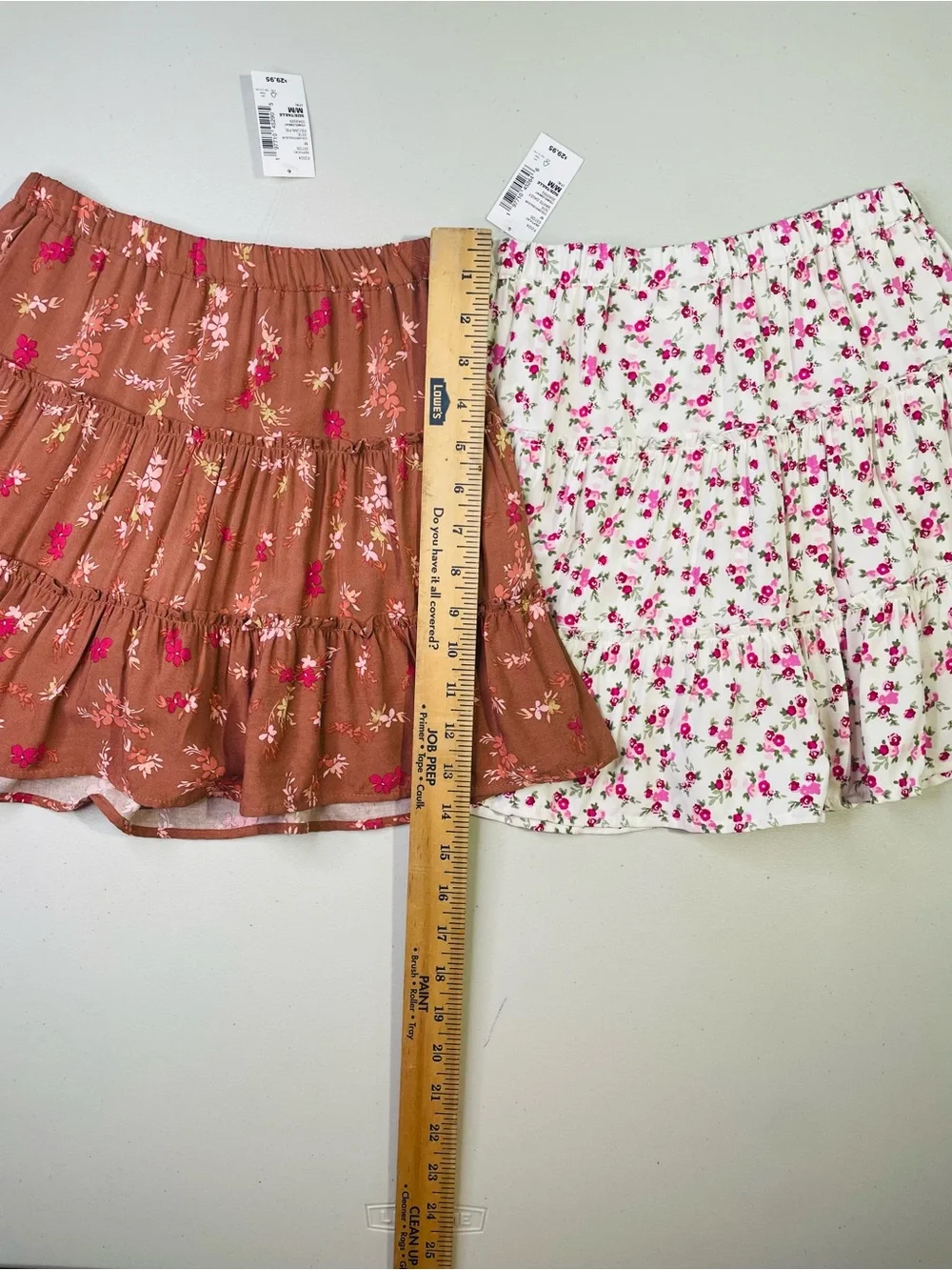 NWT The Children's Place Girls’ 7/8 Tiered Skorts Pecan Pie & White Floral Print